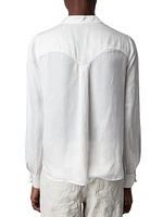 Twina Satin Button-Front Shirt