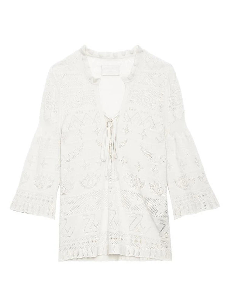 Taho Dentelle Cotton Tunic Blouse