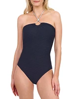 Harbourside Knotted Bandeau Halter One-Piece Swimsuit