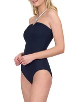 Harbourside Knotted Bandeau Halter One-Piece Swimsuit
