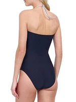 Harbourside Knotted Bandeau Halter One-Piece Swimsuit