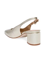 Alexia Metallic Leather Block Sling Heels