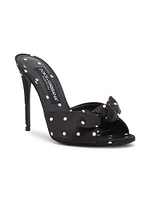 90MM Bow-Detailed Polka Dot High-Heel Mules