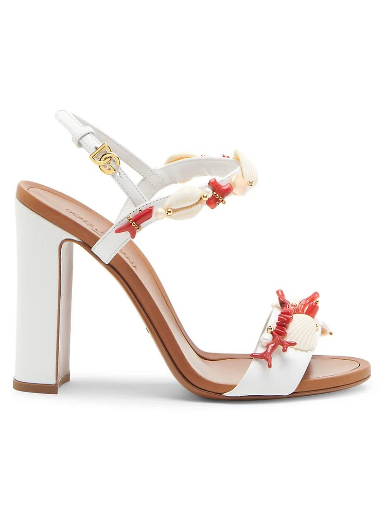 100MM Coral, Shell & Freshwater Pearl-Embellished Sandals