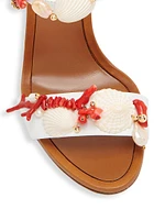 100MM Coral, Shell & Freshwater Pearl-Embellished Sandals