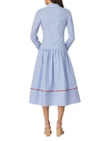 Clarice Striped Cotton-Blend Tie-Waist Shirtdress