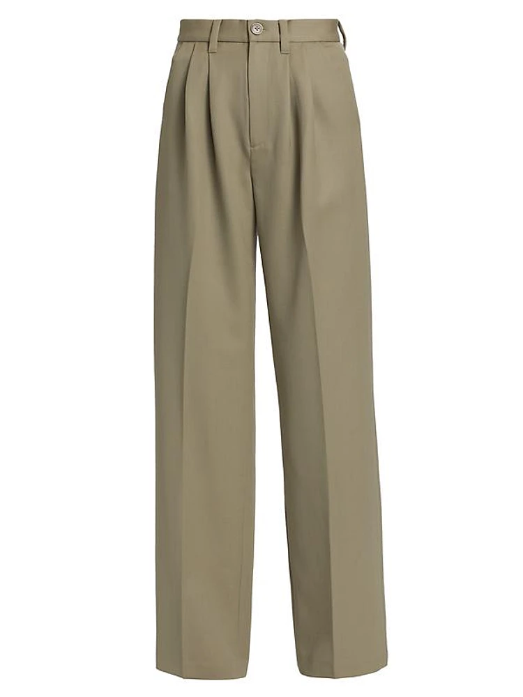 Carrie Wool Pleated Wide-Leg Pants