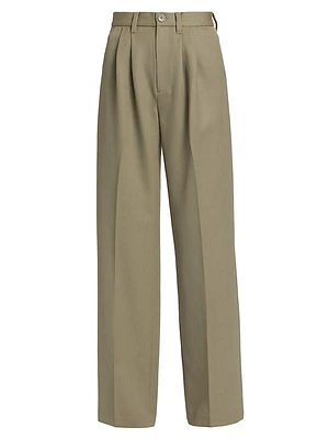 Carrie Wool Pleated Wide-Leg Pants