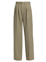 Carrie Wool Pleated Wide-Leg Pants