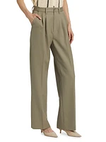 Carrie Wool Pleated Wide-Leg Pants