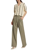 Carrie Wool Pleated Wide-Leg Pants