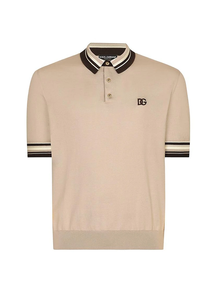 Silk Knit Polo Shirt