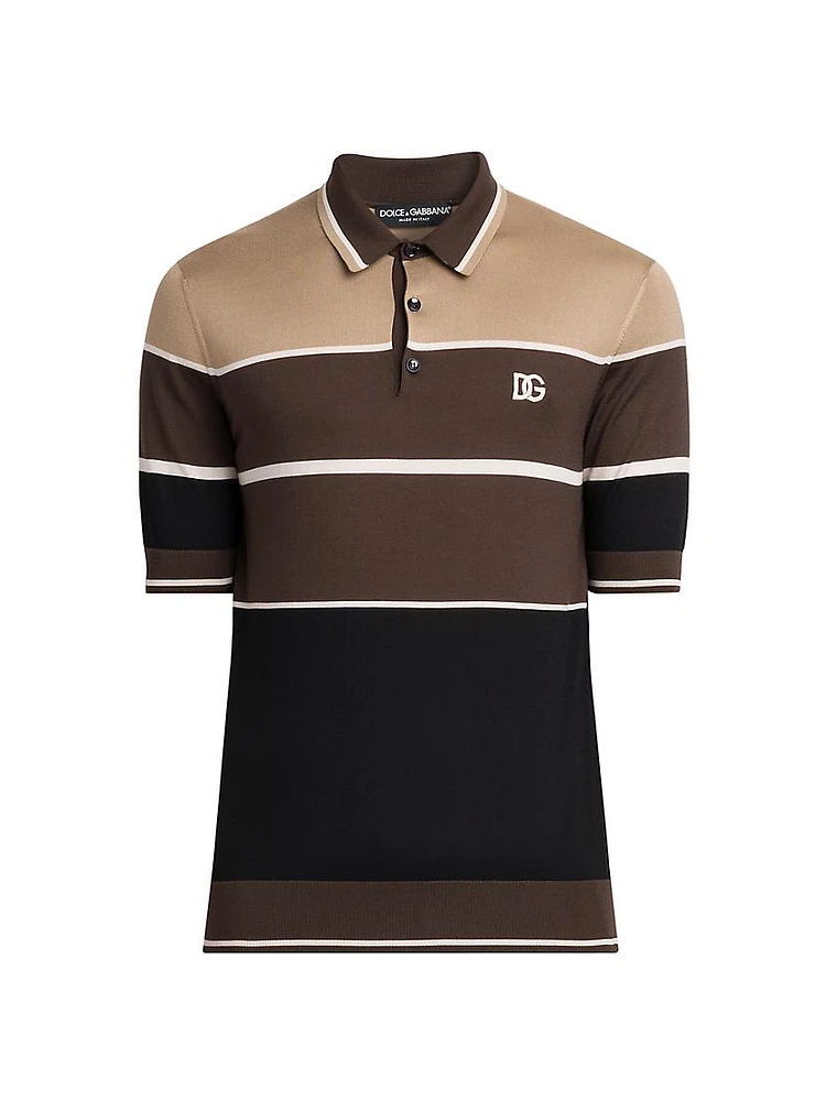 Striped Silk Polo Shirt