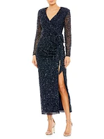 Sequined Surplice Cocktail Dress