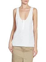 Henley Tank Top Cotton Poplin