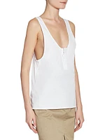 Henley Tank Top Cotton Poplin