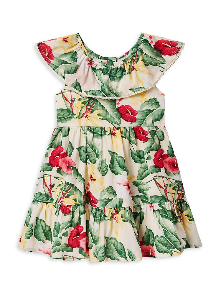 Little Girl's & Floral Ruffle-Trimmed Cotton Dress