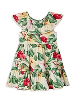 Little Girl's & Floral Ruffle-Trimmed Cotton Dress