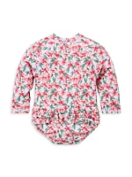 Baby Girl's Floral Rashguard One-Piece Swimsuit