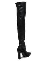 Stretch-Leather High-Heel Boots