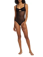 Tulle Forming Thong Bodysuit