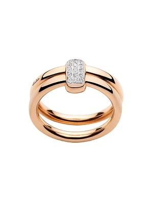 Together 18K Rose Gold & 0.1 TCW Diamond 2-Row Ring