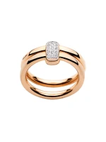 Together 18K Rose Gold & 0.1 TCW Diamond 2-Row Ring