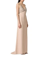 Embroidered Couture Cady Long Dress