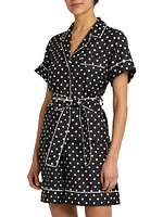 Polka-Dot Silk Belted Pajama Shirt