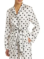 Polka Dot Silk Belted Pajama Top