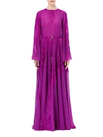 Lace & Chiffon Bell-Sleeve Gown