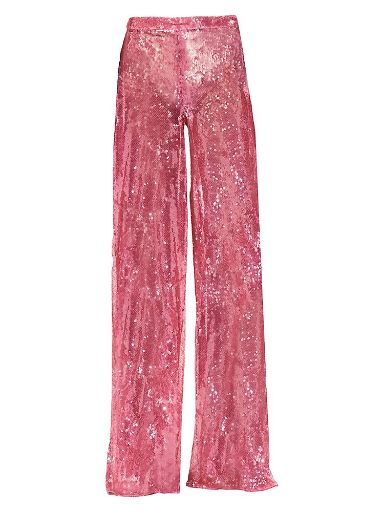 Sequined Wide-Leg Pants