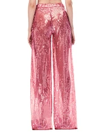 Sequined Wide-Leg Pants