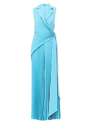 Pleated Crepe Sleeveless Jumpsuit