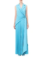 Pleated Crepe Sleeveless Jumpsuit