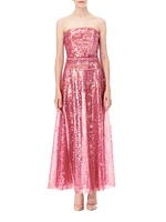 Sequined Strapless Maxi Dress