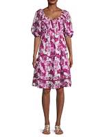 Tamara Orchid-Print Cotton Minidress