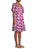 Tamara Orchid-Print Cotton Minidress