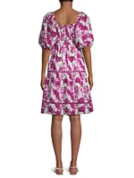 Tamara Orchid-Print Cotton Minidress