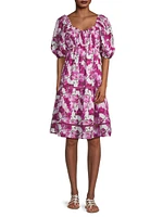 Tamara Orchid-Print Cotton Minidress