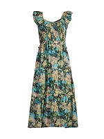 Tuscany Floral Cotton Midi-Dress