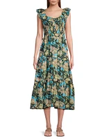 Tuscany Floral Cotton Midi-Dress