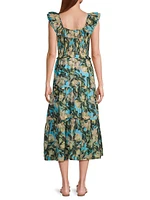 Tuscany Floral Cotton Midi-Dress