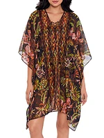 Botanico Metallic Chiffon Lace-Up Caftan