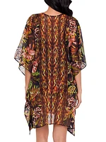 Botanico Metallic Chiffon Lace-Up Caftan