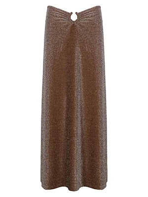 Port Maria Chocolate Rainstorm Metallic Knit Midi-Skirt