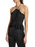 Michelle Ruched Eyelet Top