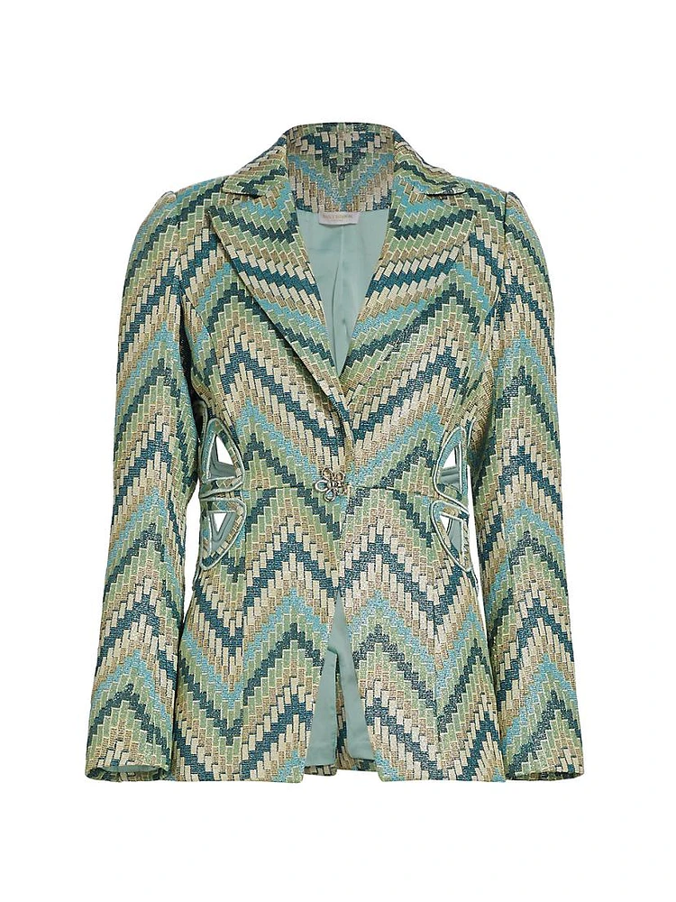 Malayah Chevron Cotton-Blend Cut-Out Blazer