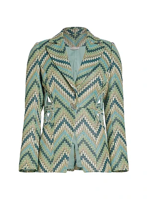 Malayah Chevron Cotton-Blend Cut-Out Blazer