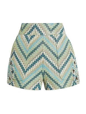 Kaiya Chevron Cotton-Blend Shorts